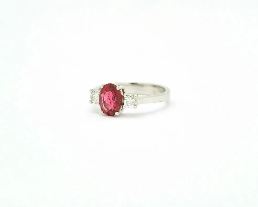 Bague rubellite et diamant