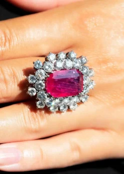 Bague Rubis Birman Non Chauffée et Diamants