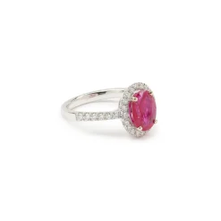 Bague rubis birmanie diamants or blanc (Certificat)