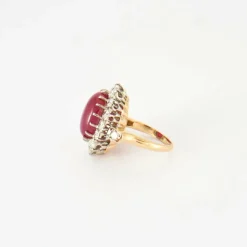 Bague Rubis cabochon & Diamants