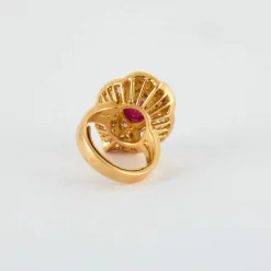 Bague Rubis cabochon Diamants