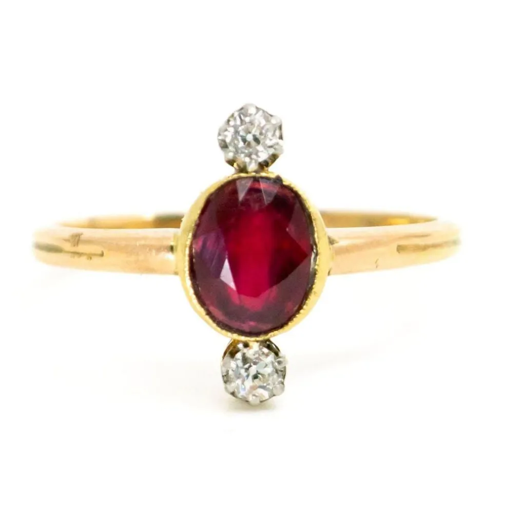 Bague, Rubis, Diamant,