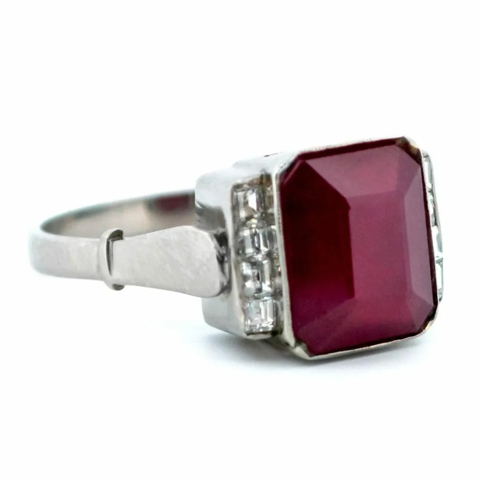 Bague Rubis, Diamant, Platine