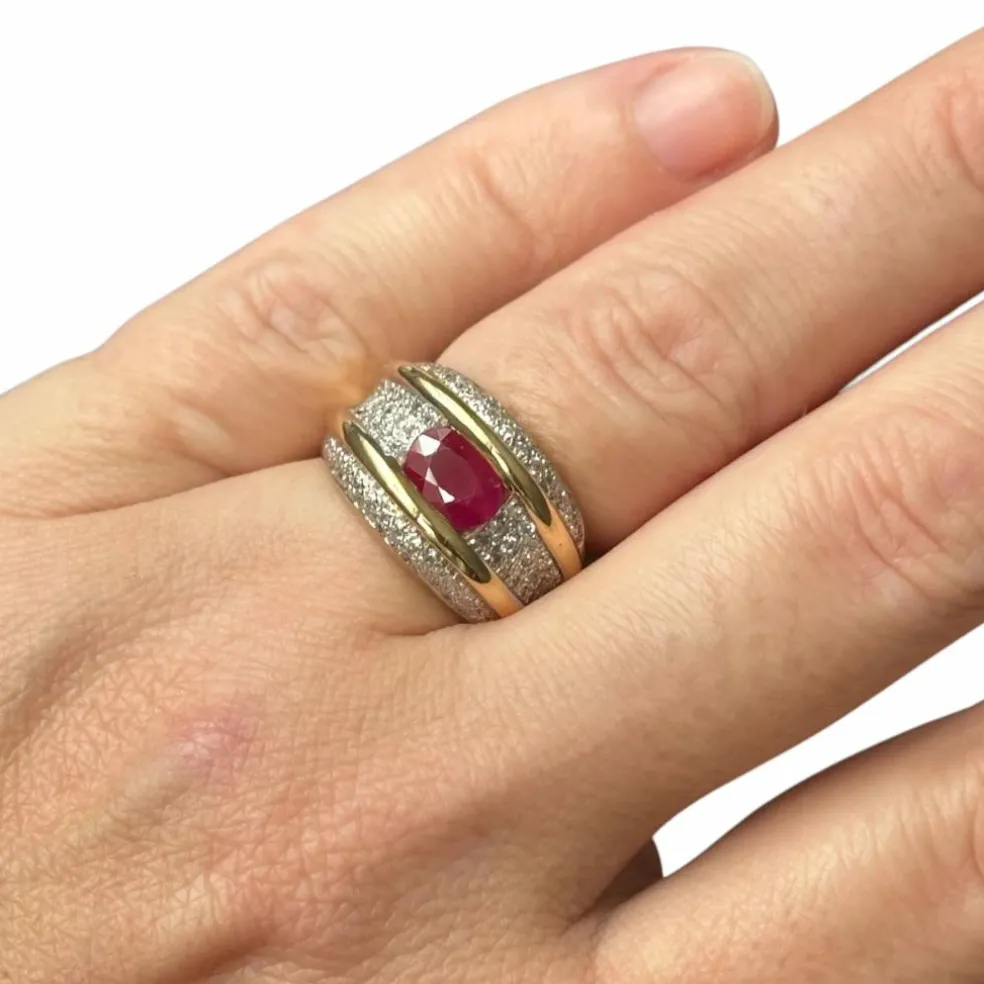 Bague rubis diamants