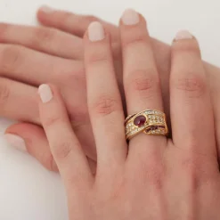Bague rubis diamants
