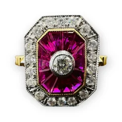 Bague rubis diamants bague de fiançailles en or 18 carats sertie de rubis calibrés et de diamants