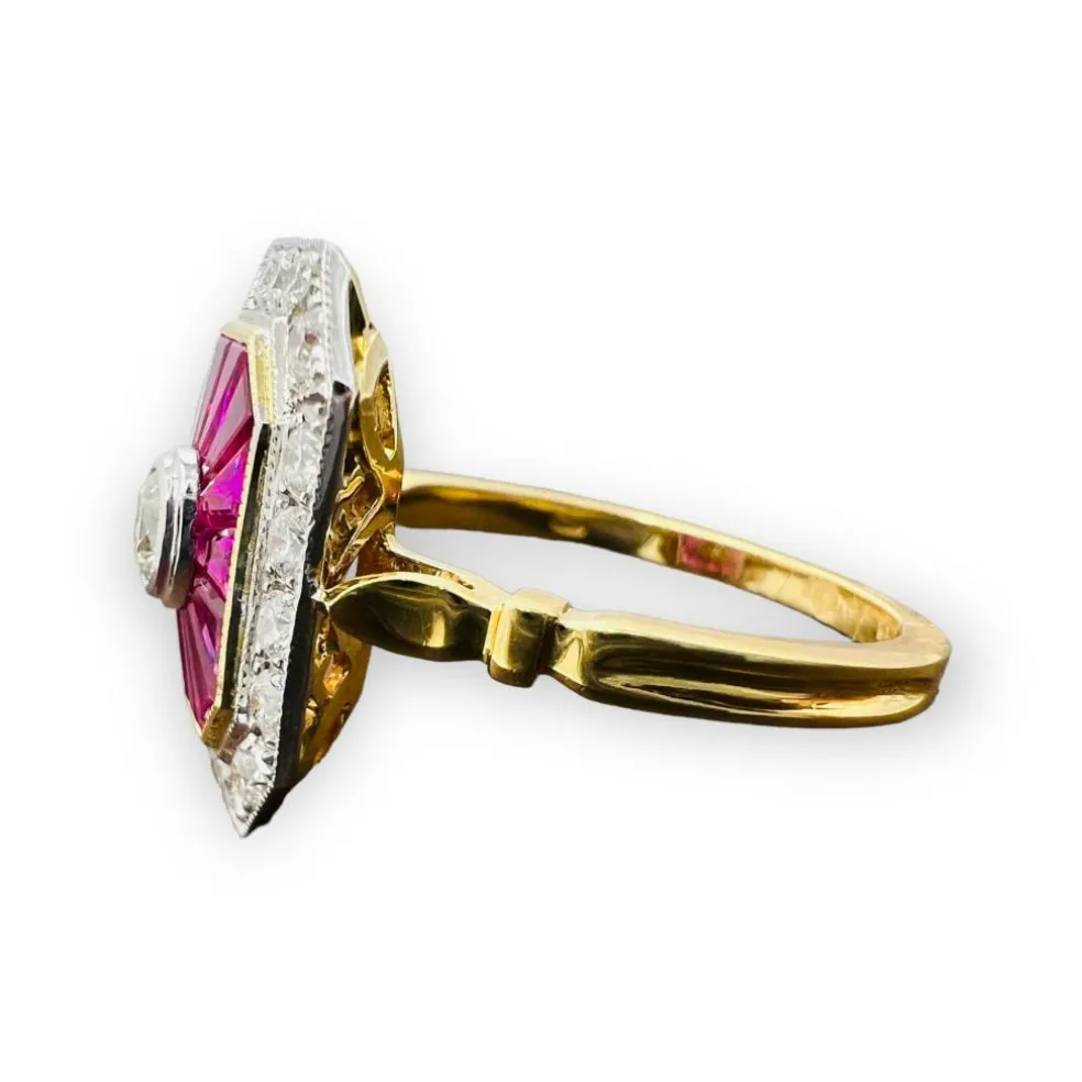 Bague rubis diamants bague de fiançailles en or 18 carats sertie de rubis calibrés et de diamants