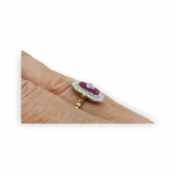 Bague rubis diamants bague de fiançailles en or 18 carats sertie de rubis calibrés et de diamants