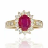 Bague rubis diamants or jaune