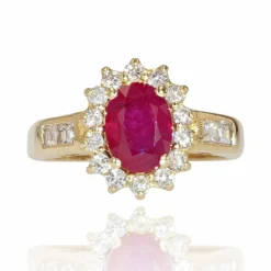 Bague rubis diamants or jaune