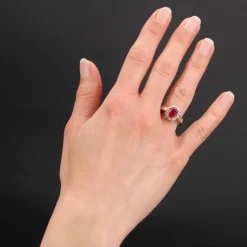 Bague rubis diamants or jaune