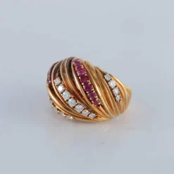 Bague rubis diamants or jaune