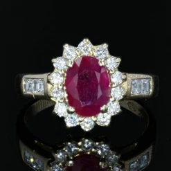 Bague rubis diamants or jaune