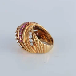 Bague rubis diamants or jaune