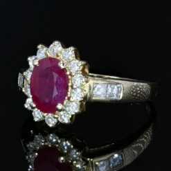 Bague rubis diamants or jaune