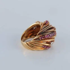 Bague rubis diamants or jaune