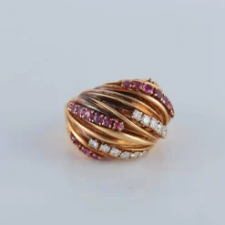 Bague rubis diamants or jaune