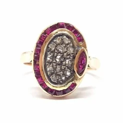Bague rubis diamants or rose