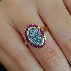 Bague rubis diamants or rose
