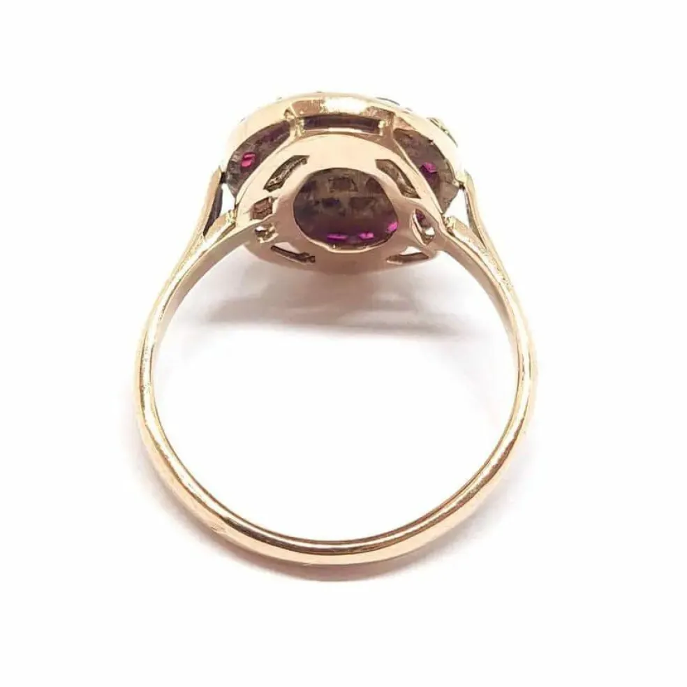 Bague rubis diamants or rose