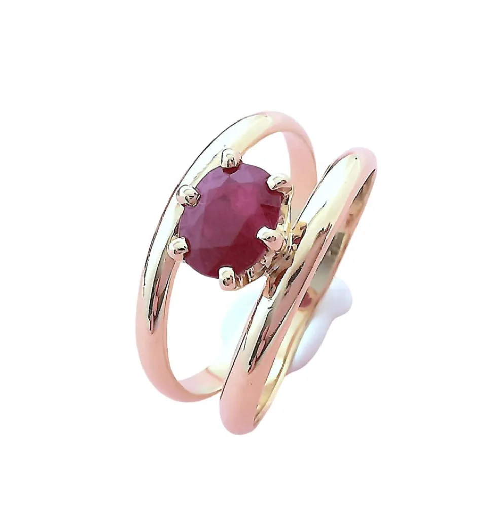 Bague Rubis en solitaire Or Jaune