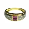 Bague rubis et diamants en or jaune
