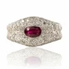 Bague Rubis et pavage de Diamants