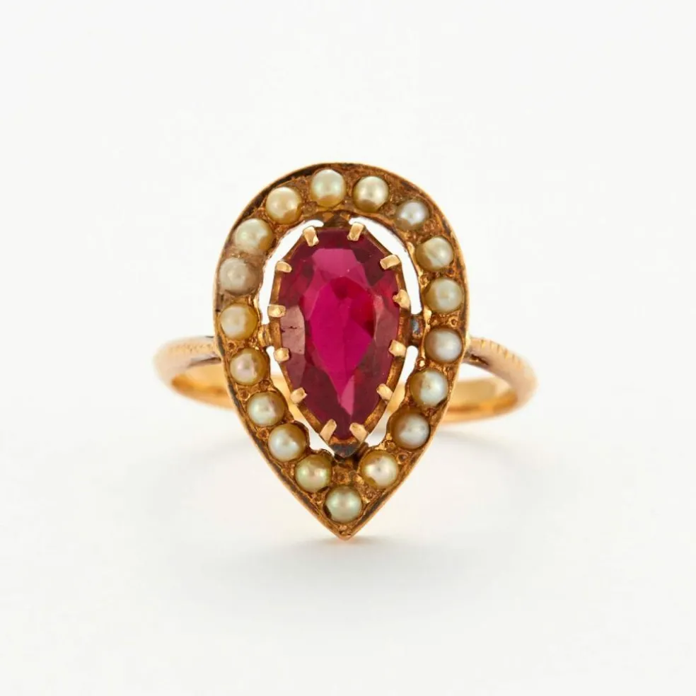 Bague Rubis et Perles
