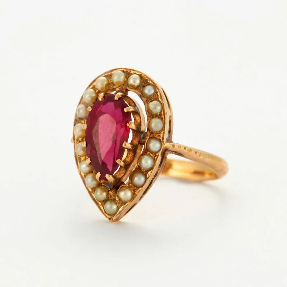 Bague Rubis et Perles