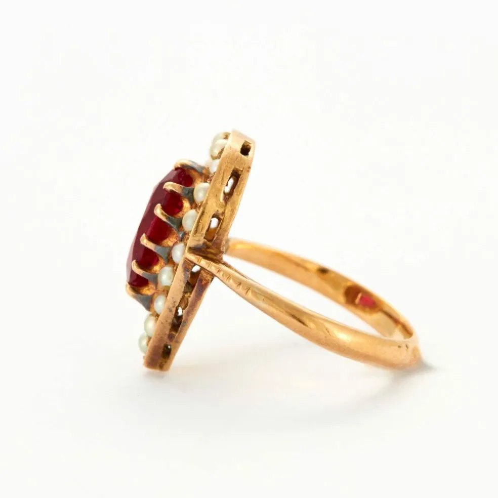 Bague Rubis et Perles