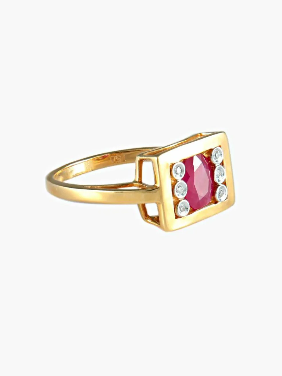 Bague Rubis et six Diamants