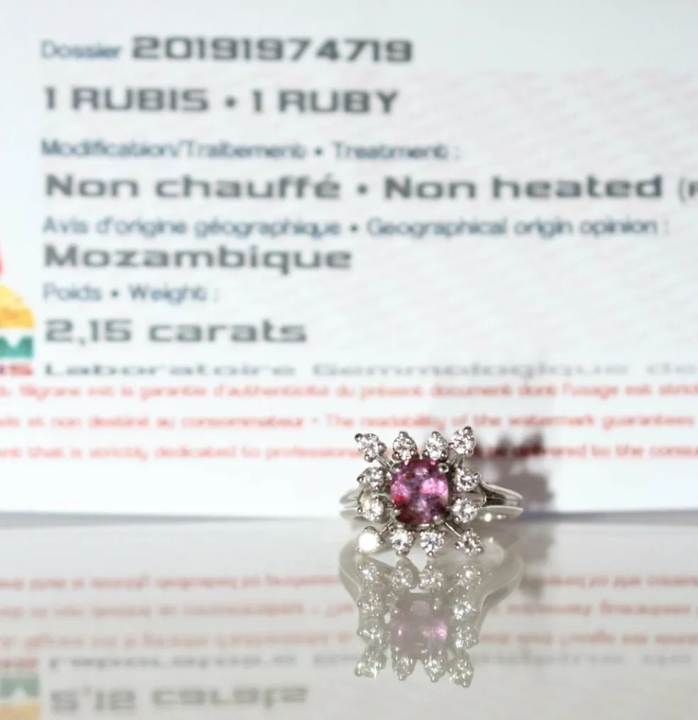 Bague rubis naturel