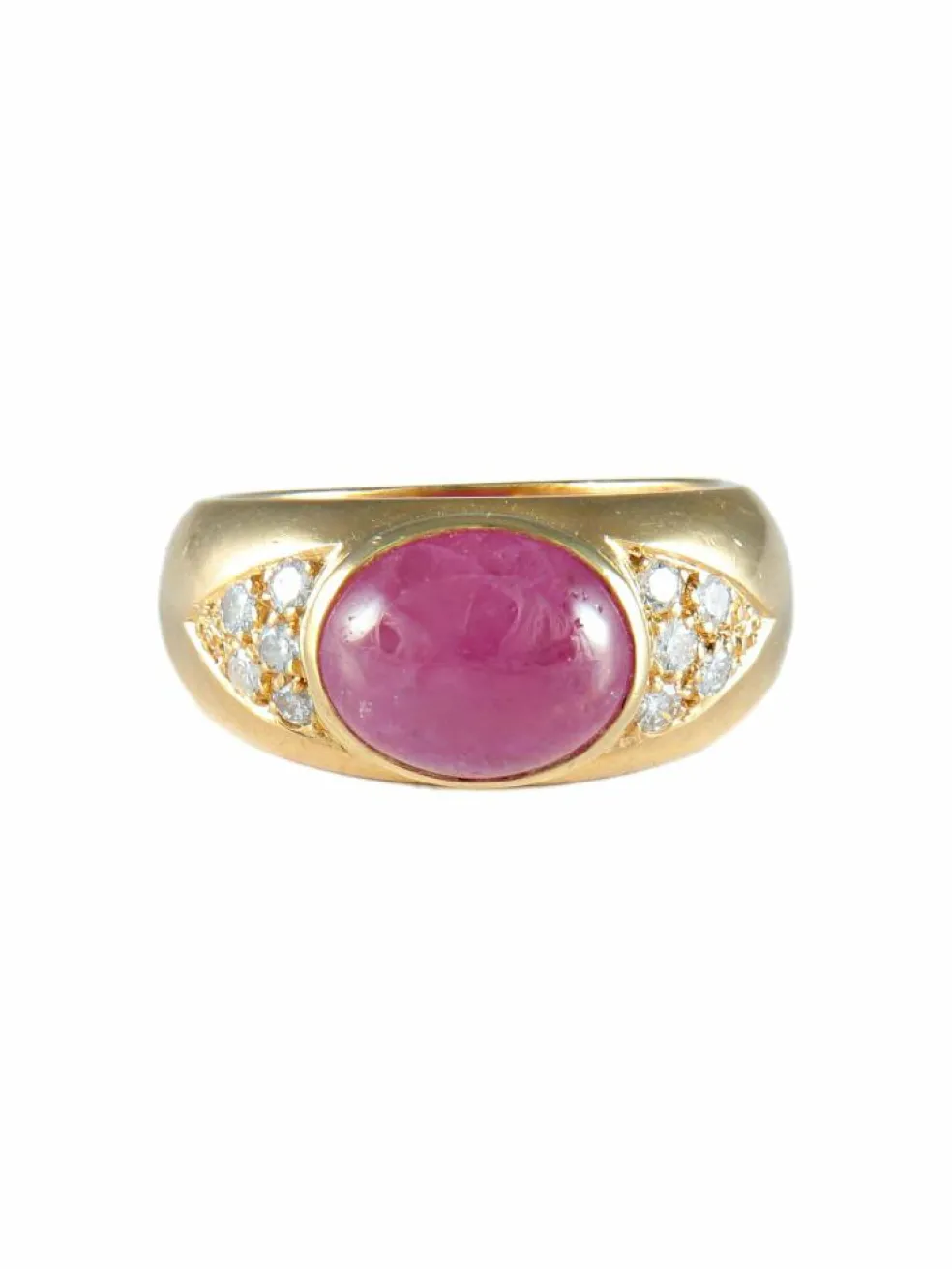 Bague rubis ovale cabochon suiffé or jaune