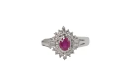 Bague rubis ovale certifié et diamants