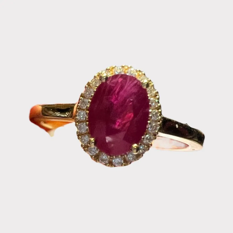 Bague rubis pavage Diamants