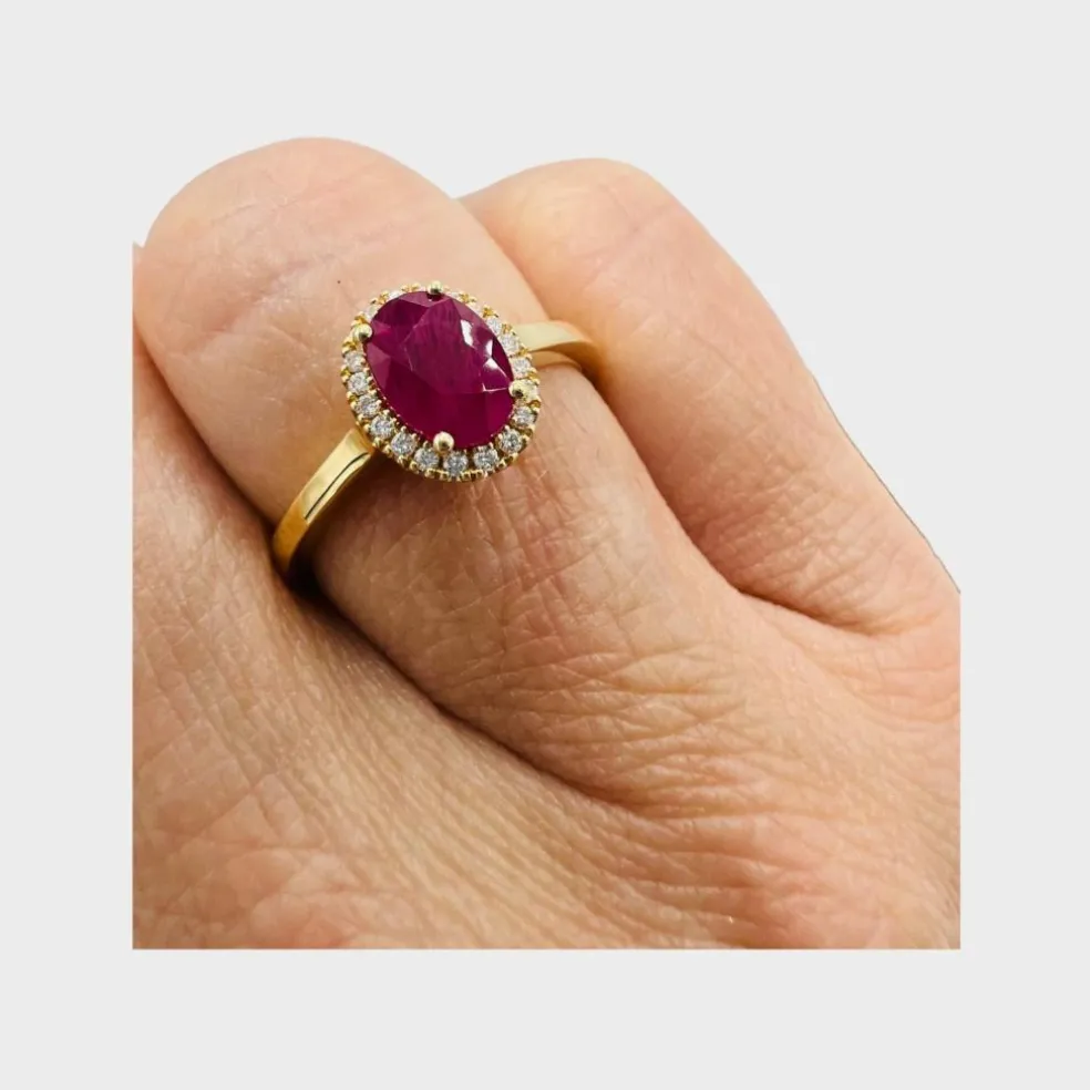 Bague rubis pavage Diamants