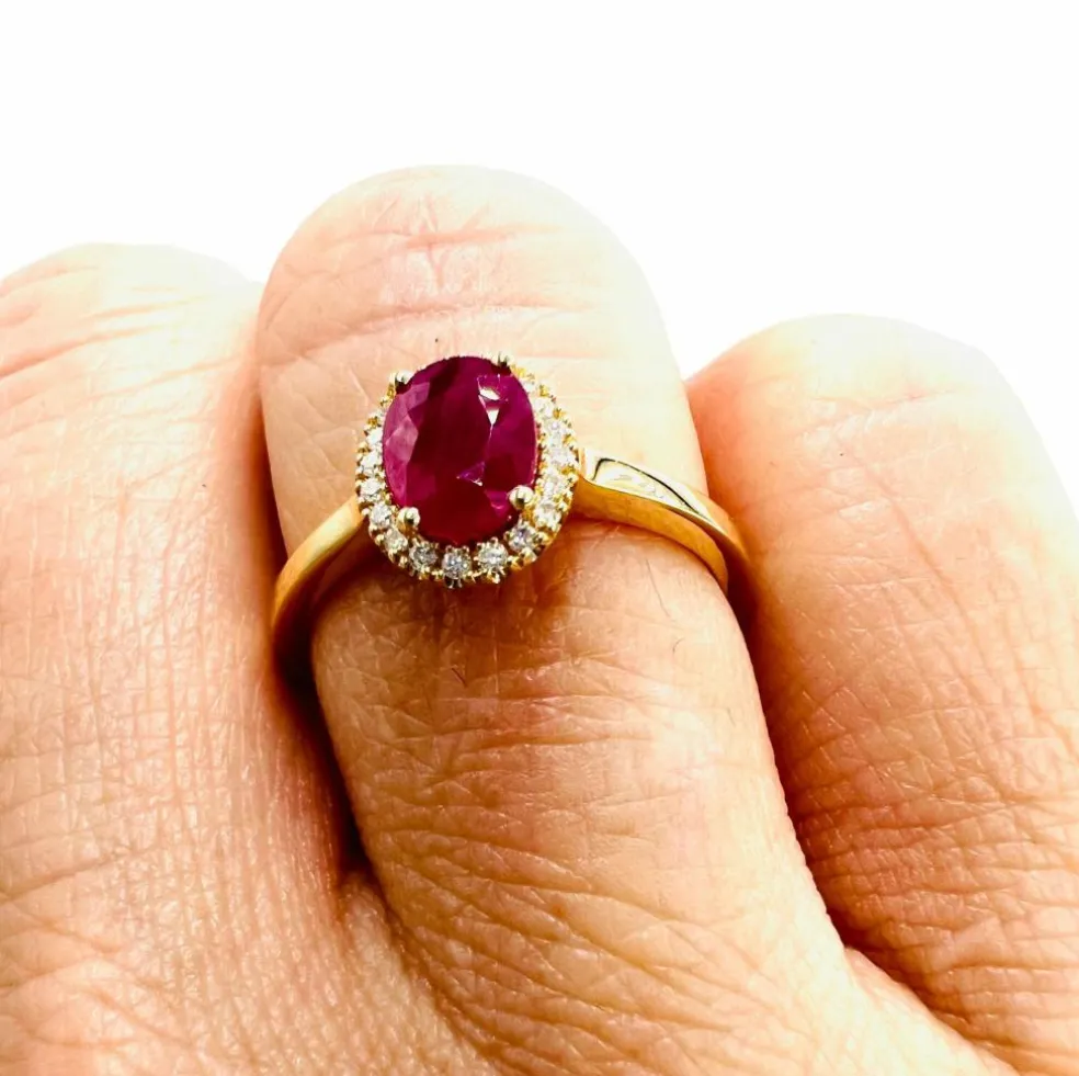 Bague rubis pavage Diamants