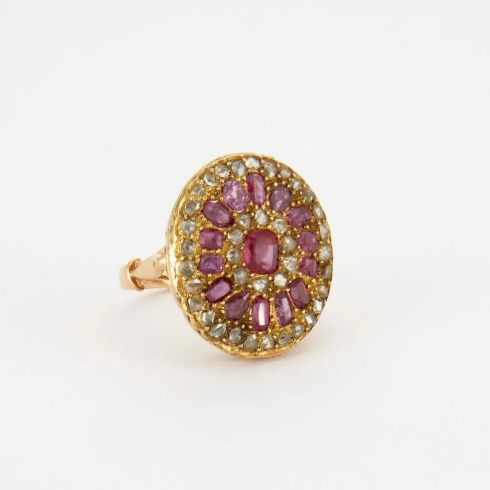 Bague Rubis Roses de Diamant, XIXe siècle