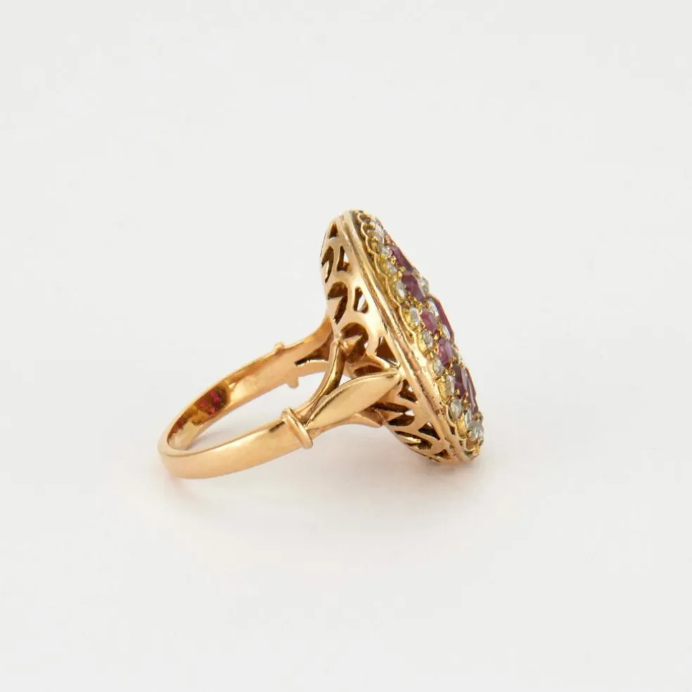 Bague Rubis Roses de Diamant, XIXe siècle