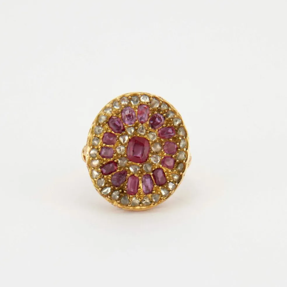 Bague Rubis Roses de Diamant, XIXe siècle