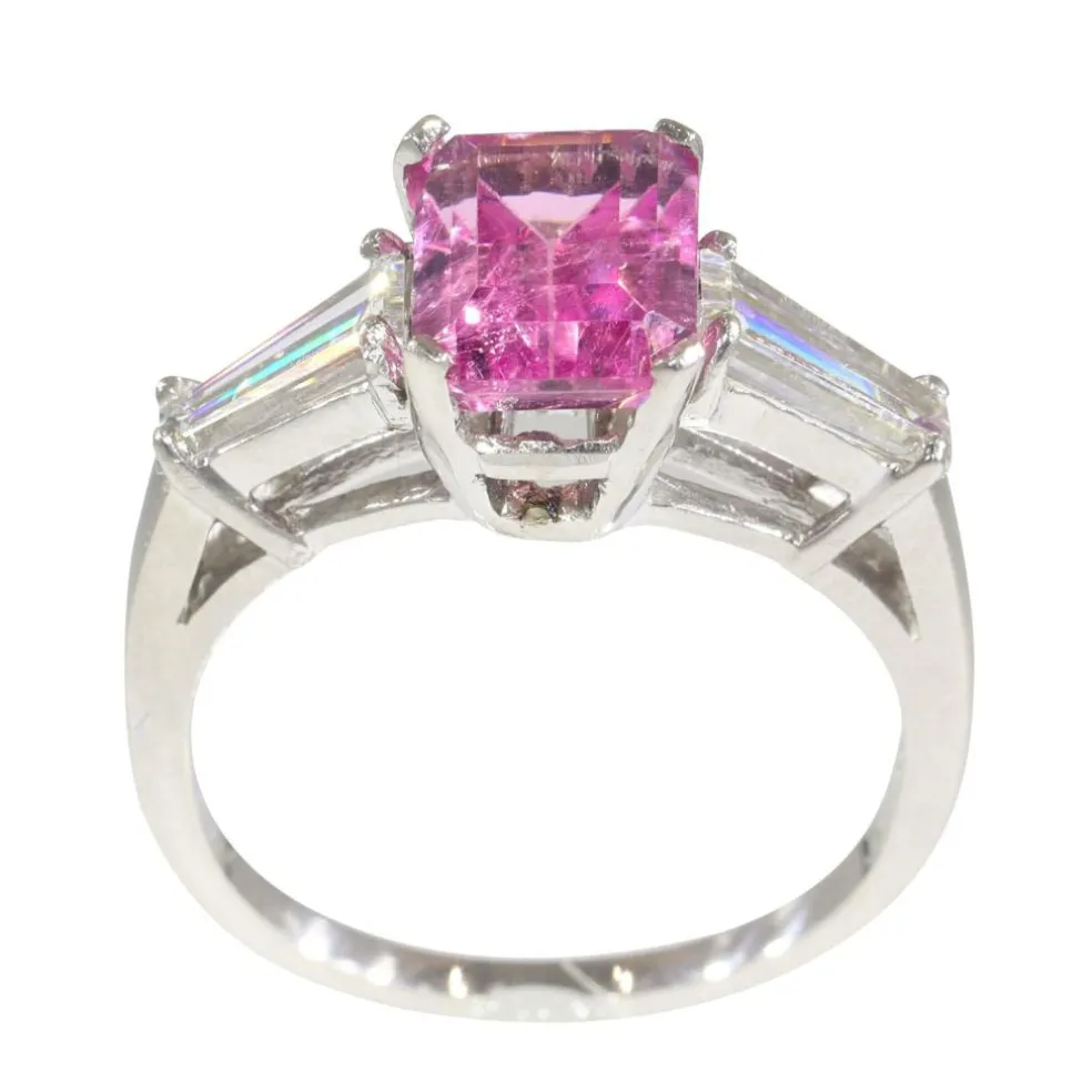 Bague rubélite et diamant