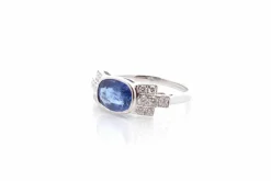 Bague saphir Birman non chaufée de 2,42cts et diamants