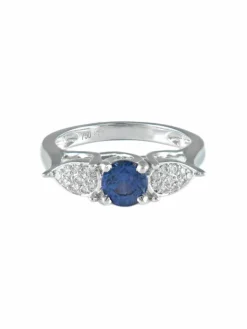 Bague Saphir bleu mauve et Diamants