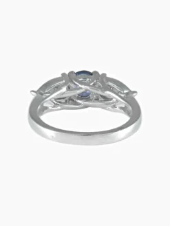 Bague Saphir bleu mauve et Diamants