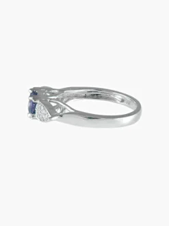 Bague Saphir bleu mauve et Diamants