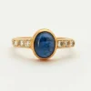Bague Saphir Cabochon Diamants Or Jaune