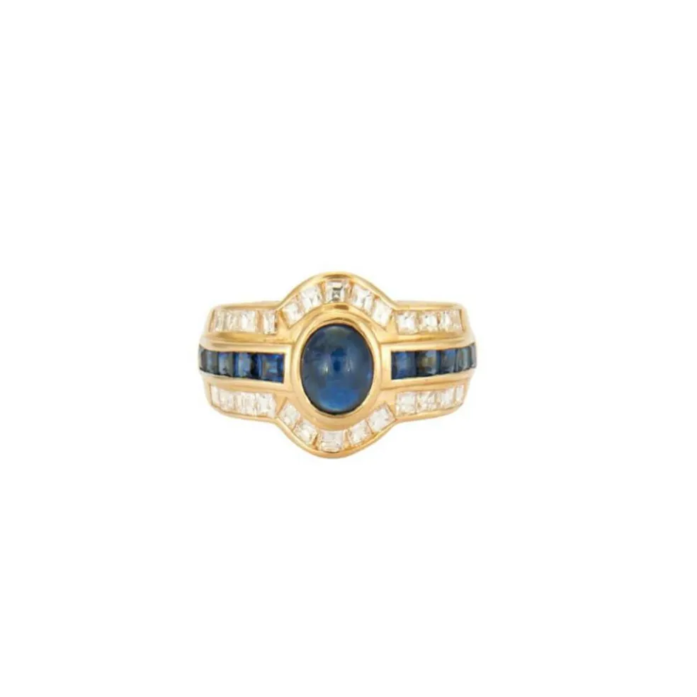 Bague Saphir cabochon Diamants