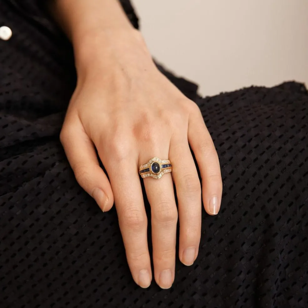 Bague Saphir cabochon Diamants
