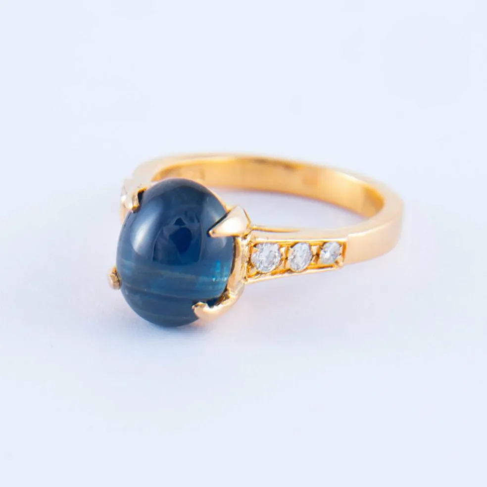 Bague Saphir Cabochon Diamants