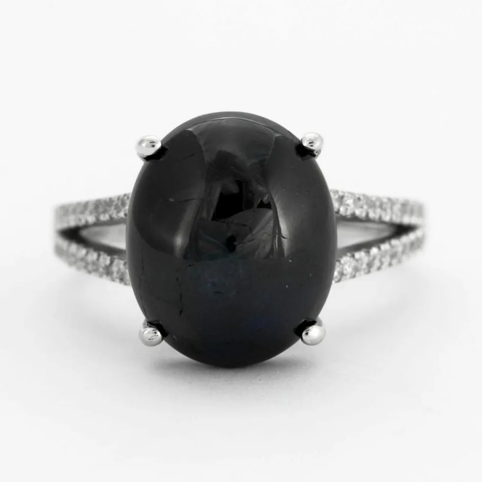 Bague Saphir Cabochon Diamants
